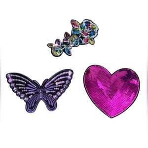 Set of 3 Patches for Sewing Or Sticking to Clothes Backpacks Handbags Etc/ 6 in